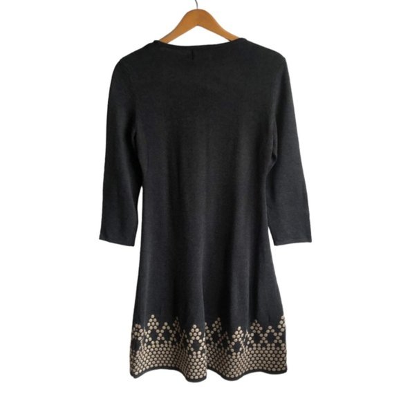Eliza J Three-Quarter Sleeve Printed Fit-&-Flare Dress Small Gray - Picture 4 of 11